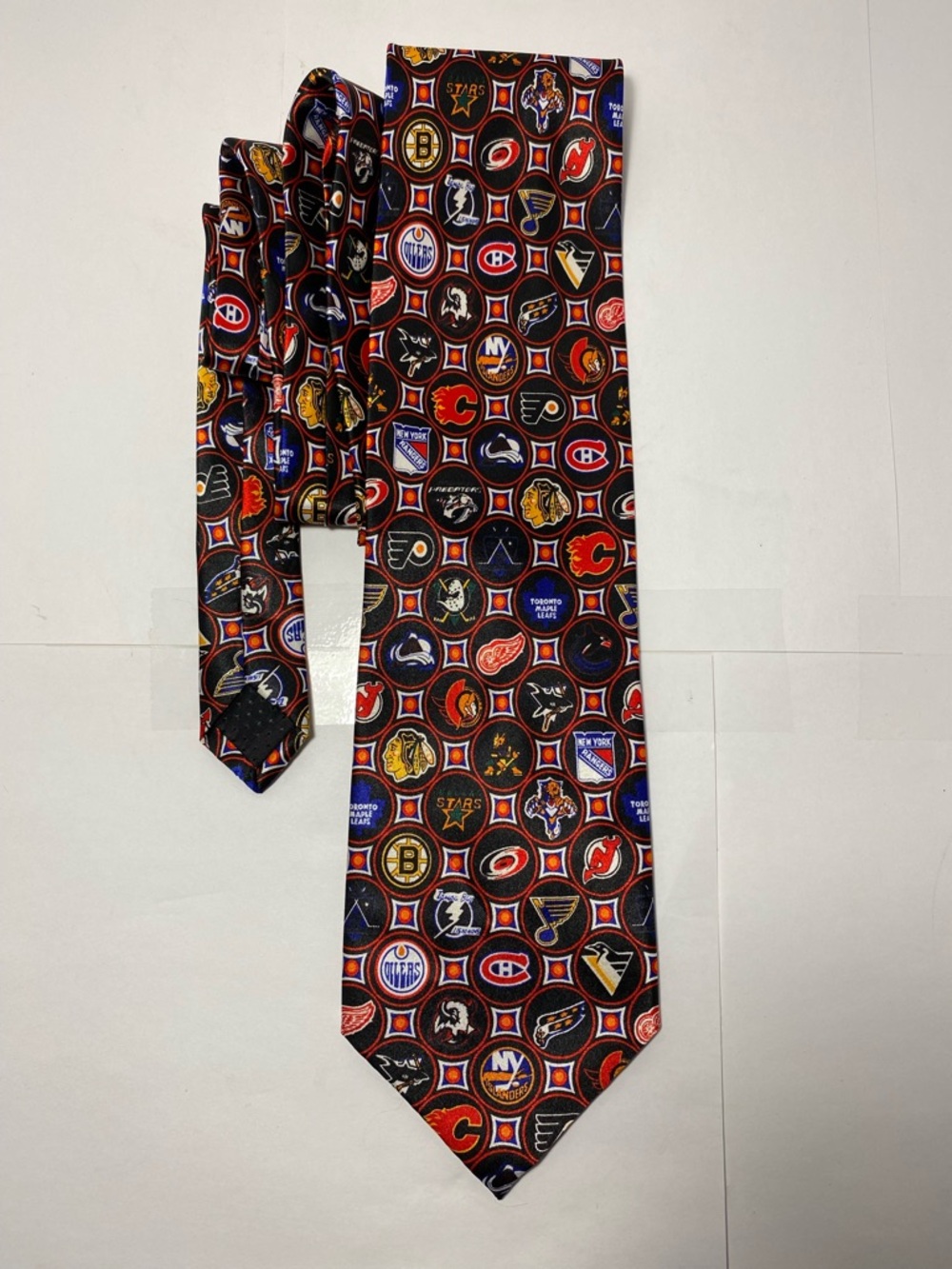 Vintage NHL Team Logo Necktie National Hockey League All Teams Print Hand Sewn